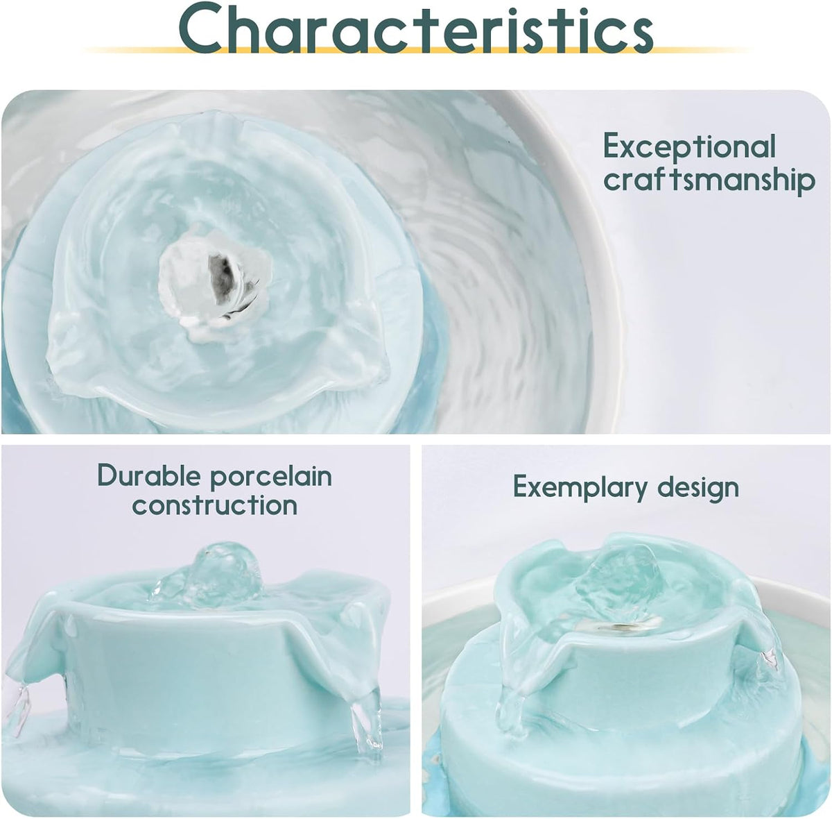 Lawfery Ceramic Cat Water Fountain - Light Blue - image 2