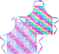 PASHOP rainbow unicorn kids apron 2 pack with front pockets in waterproof polyester - view 12