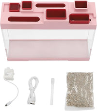 Modern Acrylic Betta Fish Tank Aquarium Kit with LED Lighting and USB Charging Ports 20 Gallon Small Fish Tank for Home Office Decor, Ideal for Living Rooms, bedrooms (Pink)