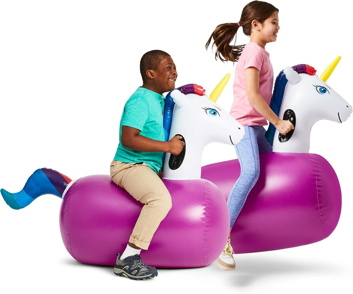 Hearthsong Hop N Go Inflatable Unicorn Riding Bouncy Hopping Toys - Unicorn V2 / 2 Pack