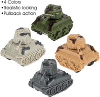 ArtCreativity 24 pack of 2 inch mini pullback army tanks in four colors - view 4