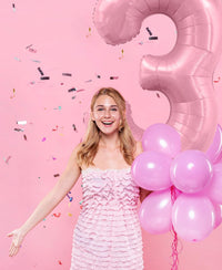 40 Inch Gold Number 1 Balloon - Pastel Pink / 40 Inch Number 0 - image 3