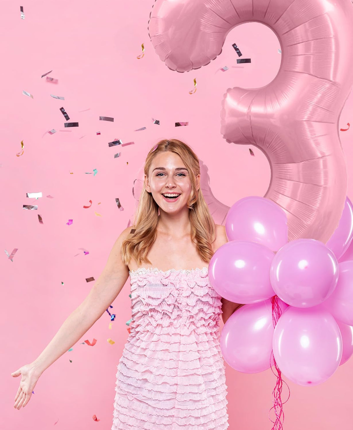 40 Inch Gold Number 1 Balloon - Pastel Pink / 40 Inch Number 0 - image 3