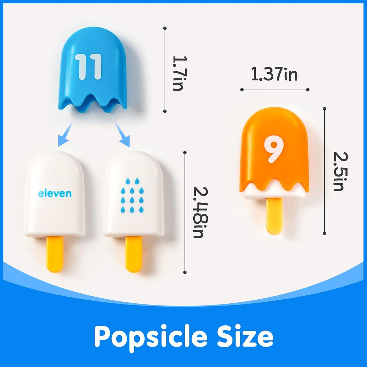 Odoorgames number matching toy, plastic popsicles numbered 1-20 in 7 colors - view 7