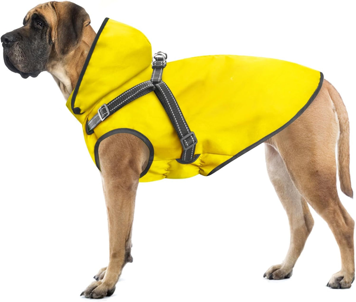 Dog Raincoat Waterproof Dog Hoodie Reflective Dog Raincoat Hooded - XXL / Yellow