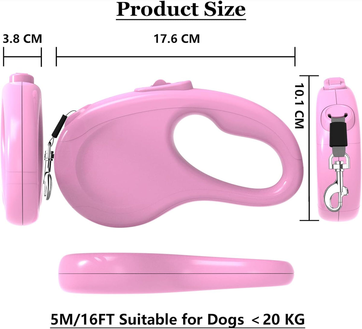 Retractable Dog Leash for Small Medium Dogs - Pink - image 2