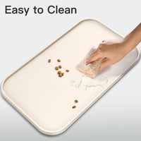 Feedoo Pet Feeding Mat [Warped Resistant Raised Edge] - 18.5"L x 11.5"W / Sand White - image 4