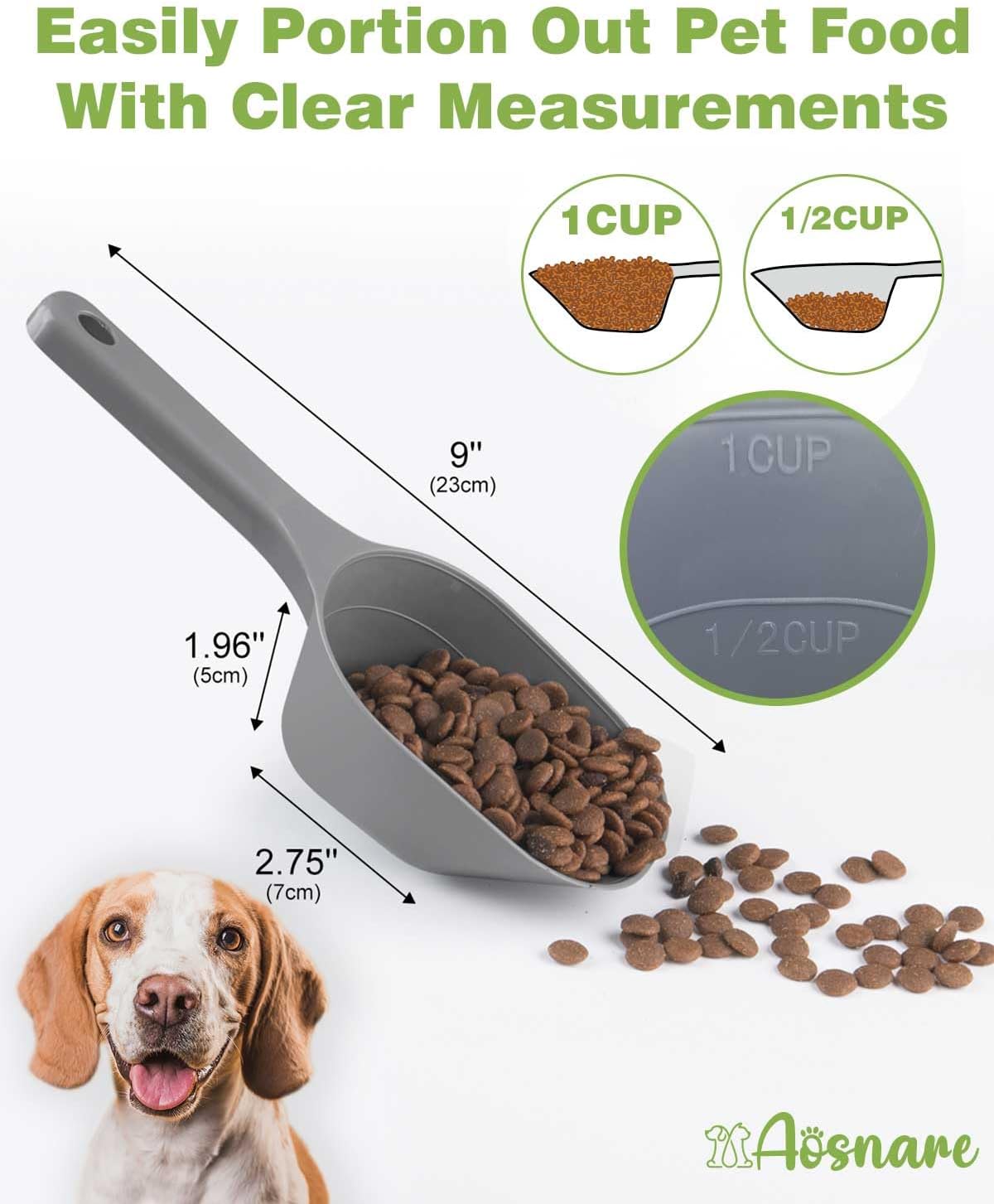 2 PACK Dog Food Scoop,1 Cup Capacity Pet Food Scoop For Dog and Cat – Essentials for Dogs - Grey - image 2