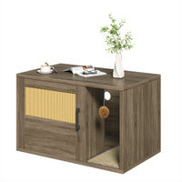 Cat Litter Box Enclosure Furniture Cabinet Odor Control With Scratching Pad Wooden Cat House Side End Table For Living R