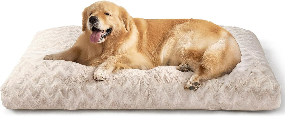 EHEYCIGA Washable XL Dog Beds Large Sized Dog - Beige / 41" x 27"x 4"