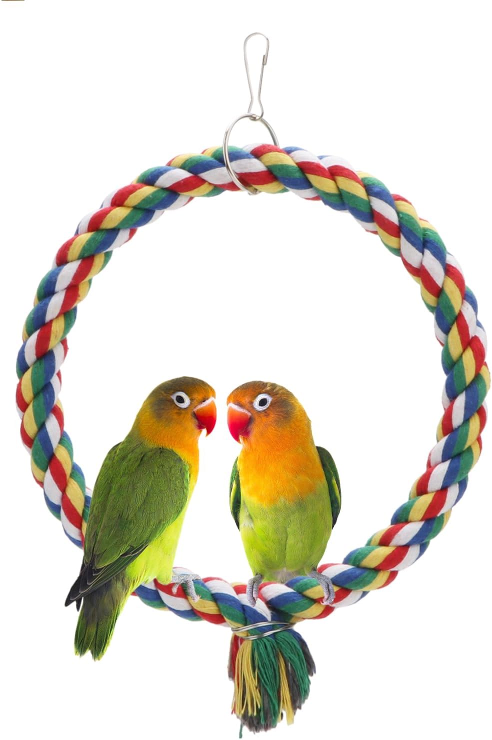 Wontee Bird Swing Colorful Rope Perch Climbing Toy for Parrots – Essentials for Birds - Small (7.5 inch)