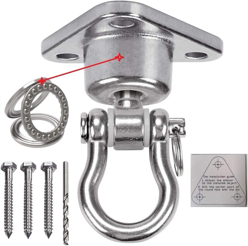 9M stainless steel swing hanger with 360 degree thrust bearing swivel hook, 1500 lb rated
