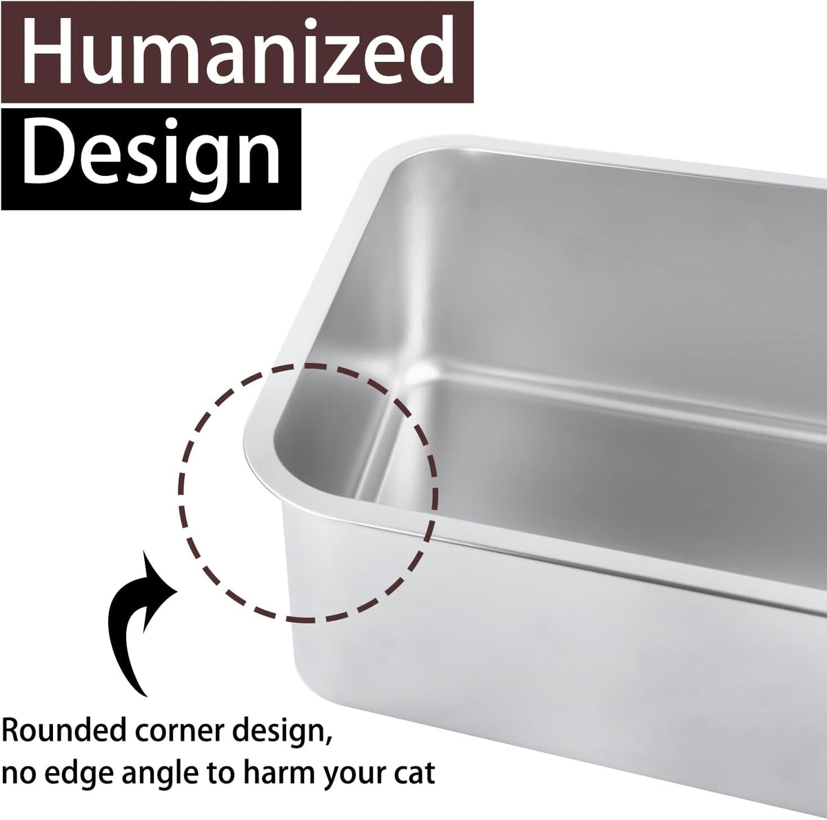 Stainless Steel Cat Litter Box 17"x13"x5.1" – Daily Care for Cats - 19.5"L x 13.6"W x 6"H - image 4