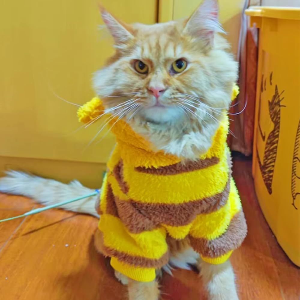 ANIAC fleece dog hoodie in a bee design with white wings and a D-ring, size Small - view 2