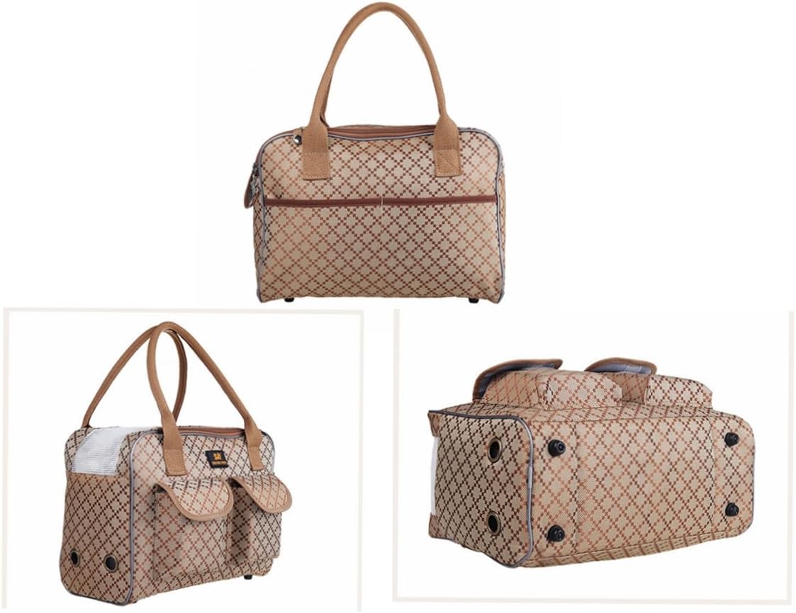 Hubulk Dog Carrier Bag Pet Tote Bag Doggie Handbag Cat Purse Puppy - 15.7"L x 7.0"W x 11.0"H / Khaki - image 2