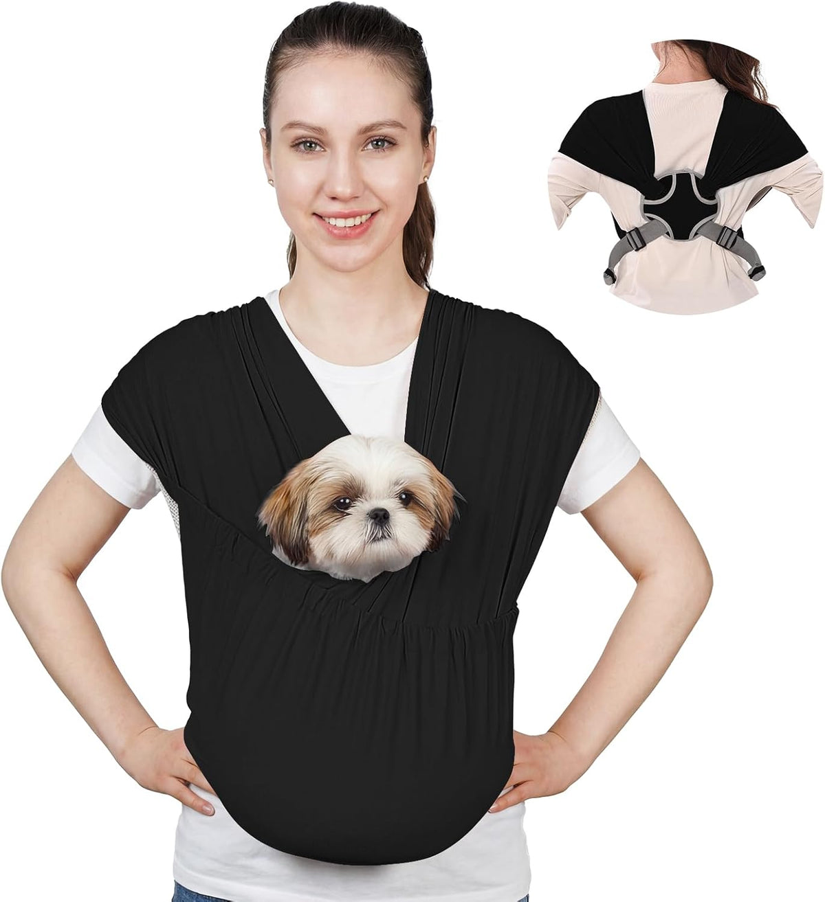 Supet Dog Sling Carrier for Small Pet - Black / Regular