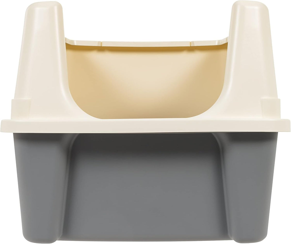 Amazon Basics Large Cat Litter Box with High Sides - Grey/Beige / Open Top - image 4
