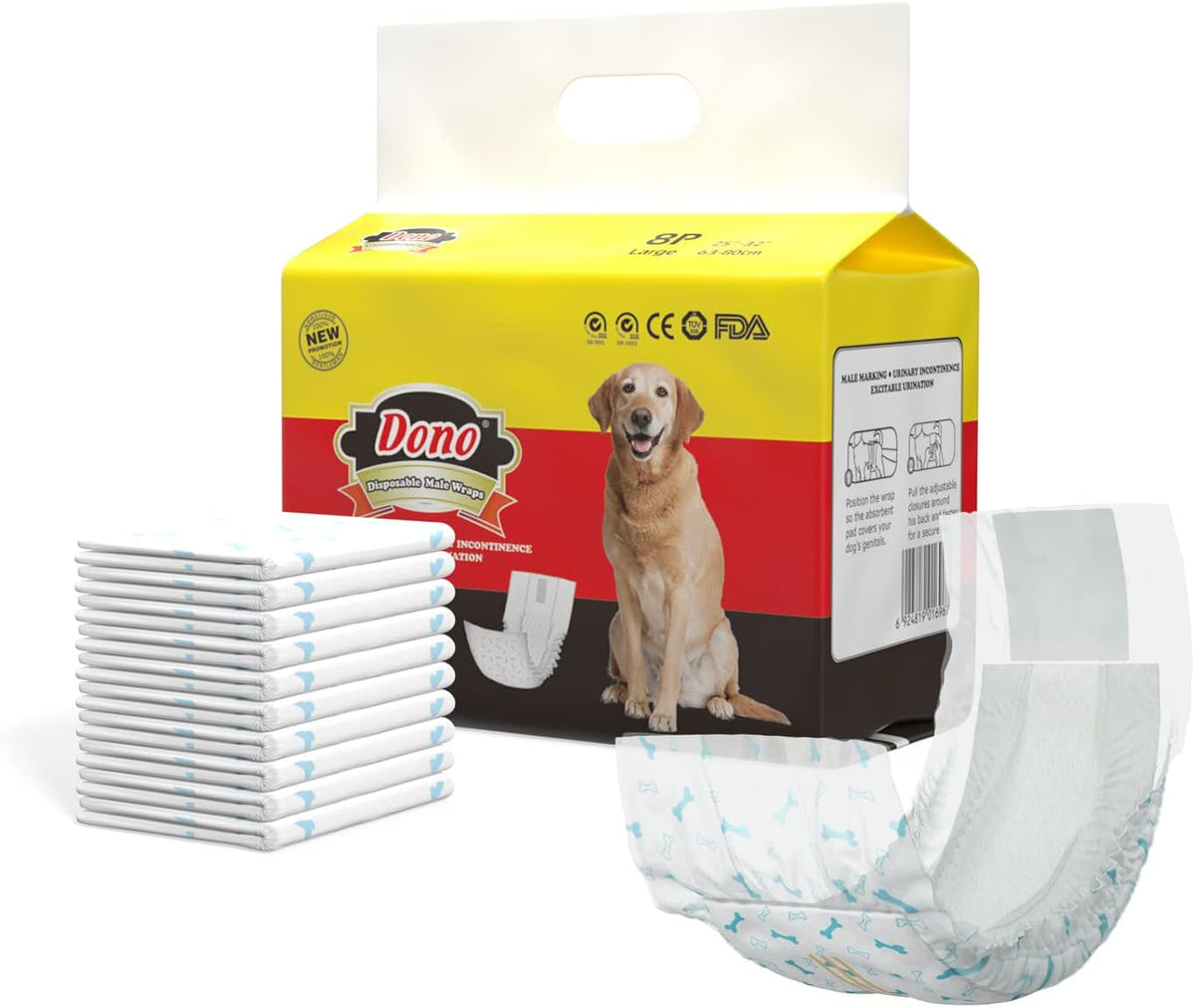 Dono Disposable Male Dog Diapers with Wetness Indicator - M 40count - image 2
