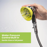 Dog Washing Hose Attachment for Shower and Garden Hose, Sprayer – Essentials for Dogs - Chrome Brush, Variable Pressure, Direct to Hose - image 3