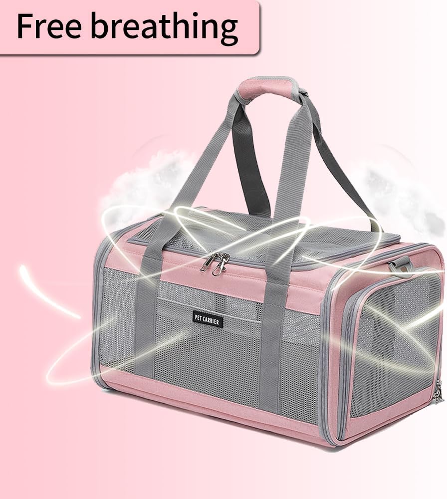 Airline Approved Pet Carrier for Cats and Small Dogs - pink / 17.0"L x 12.0"W x 12.5"H - image 3