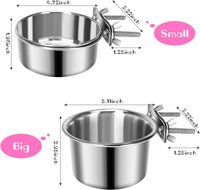 2 Pcs Stainless Steel Small Dog Crate Food Water Bowl - S (34 & 19 OZ) / Silver - image 2