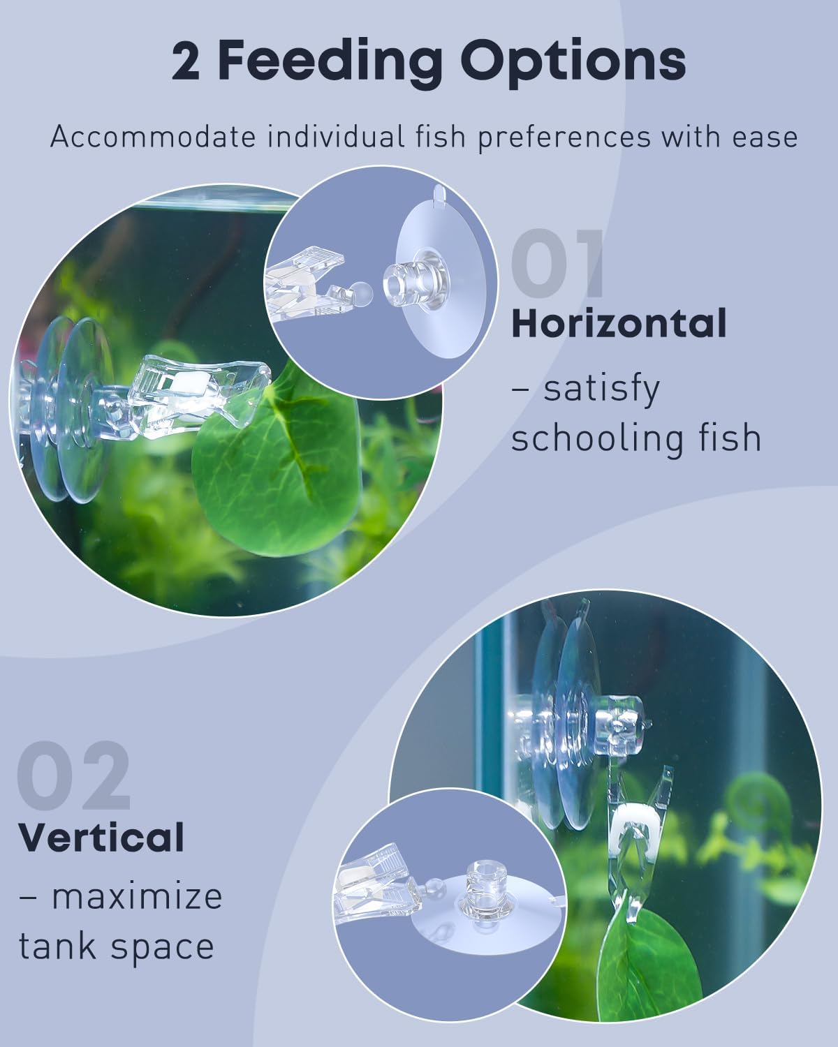 Pawfly 6 pack clear aquarium suction cups with clips for feeding veggies and holding plants - view 4