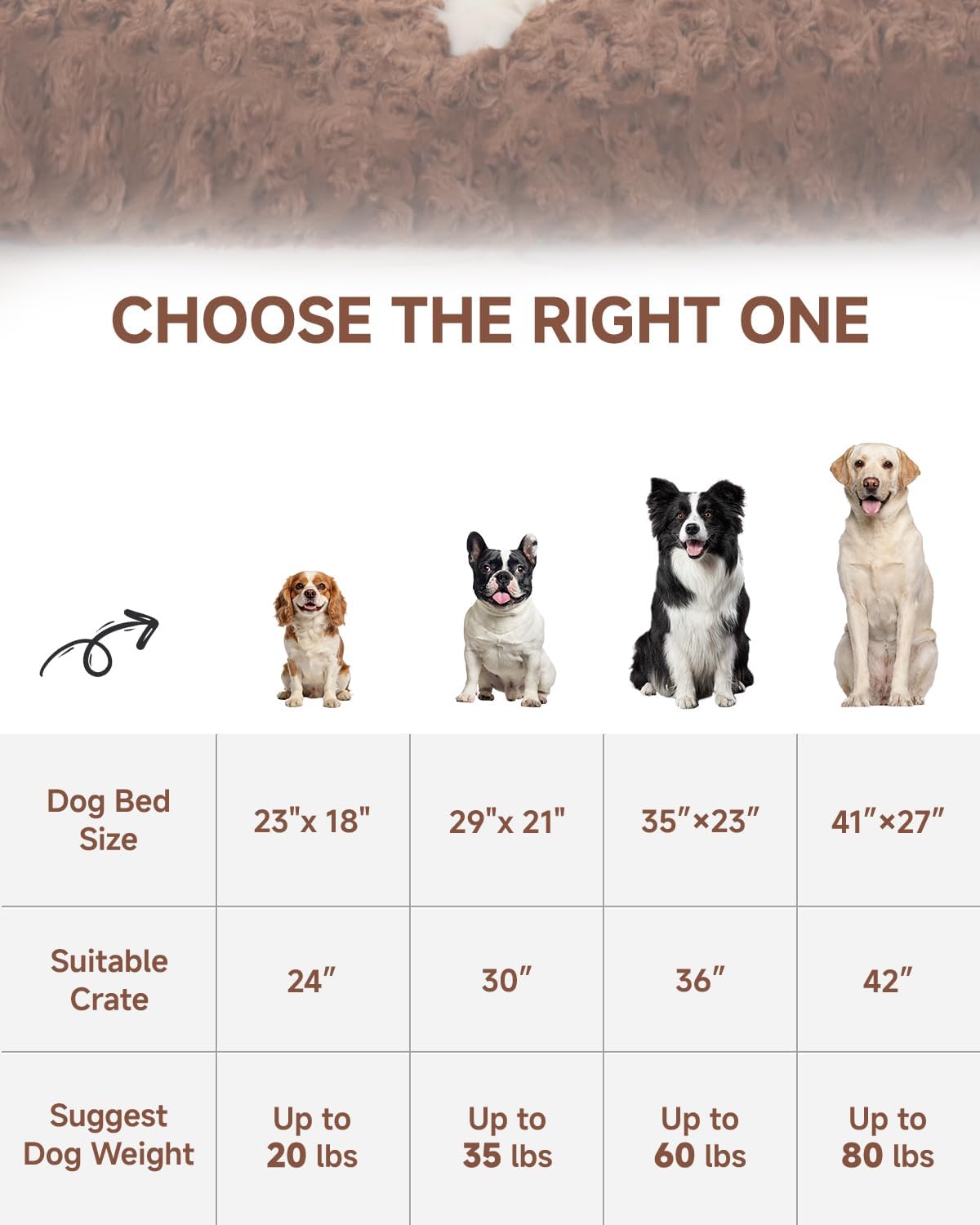 KSIIA Washable Dog Bed Medium Size Dog Crate Bed Plush Pet Mat - Brown / 41.0"L x 27.0"W x 4.0"Th - image 3