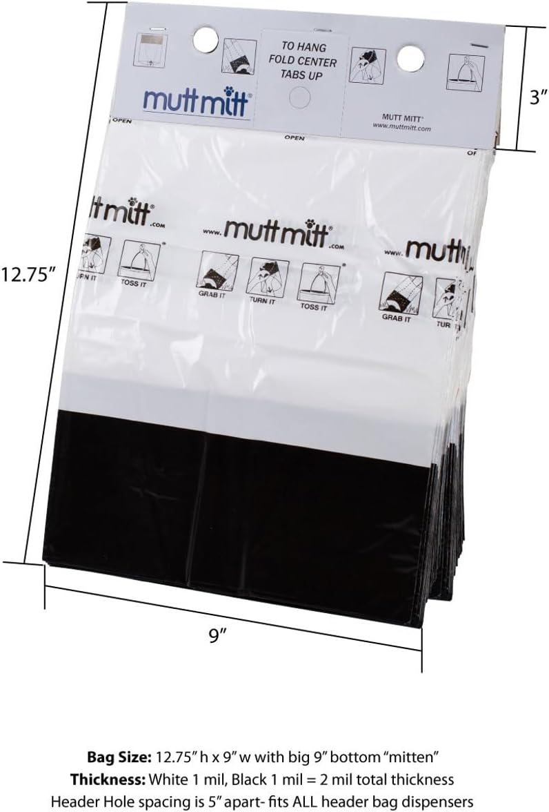 Mutt Mitt 2-Ply Dog Waste Station Header Bags, 4 Headers - 1 Count (Pack of 800) / White/Black - image 2