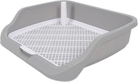 Fabater Dog Potty Toilet Training Tray, Portable Multifunctional Mesh Puppy Training Toilet Pad Holder with Bafflel for Small Dogs Puppies (Gray)