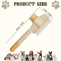 Pet Hair Removal Comb Flea Comb, 2025 New Cat Grooming Brush with Release Button, De-Shedding Cat Brush for Short and Long Hair Cats (Yellow+Green)