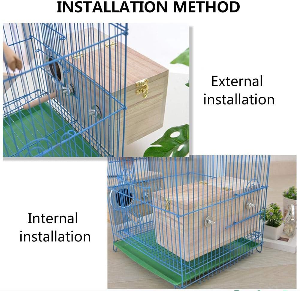 Parakeet Nesting Box, Bird Nest Breeding Box Cage Wood House for Finch Lovebirds Cockatiel Budgie - Small: 8" x 5" x 5" - image 4