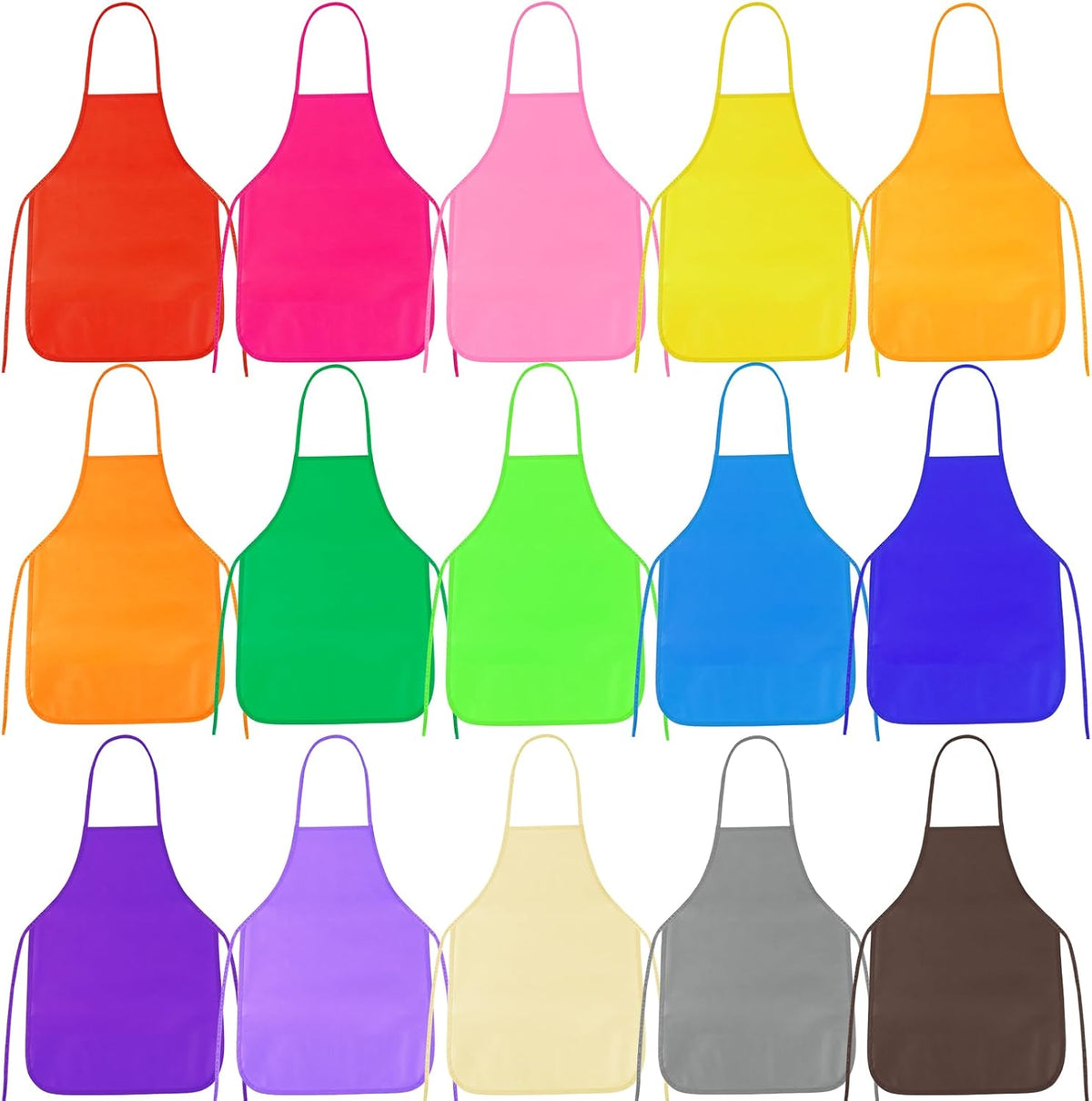 PLULON 8 Pcs Colorful Apron Kids Aprons for Painting Cooking Art Smock – Fun for Kids & Family - Multicolor / 20