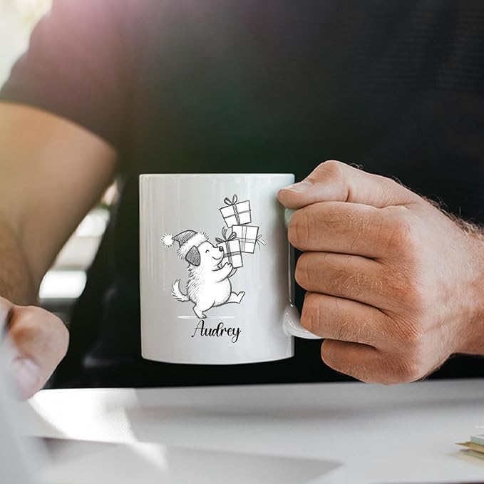 Customized Name Dog Accent Ceramic Mug Gift For Dog Lover Mom Dad, Personalized Dogs Animal White Coffee Mug 11 Oz 15 Oz, Awesome Puppy Travel Cup Gift For Birthday/Holiday/Anniversary, Dogs Cup