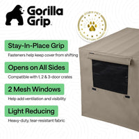 GORILLA GRIP Dog Enclosure Crate Cover Kennel Cage Topper 42in - Light Taupe / 36" X 23" X 25" - image 2