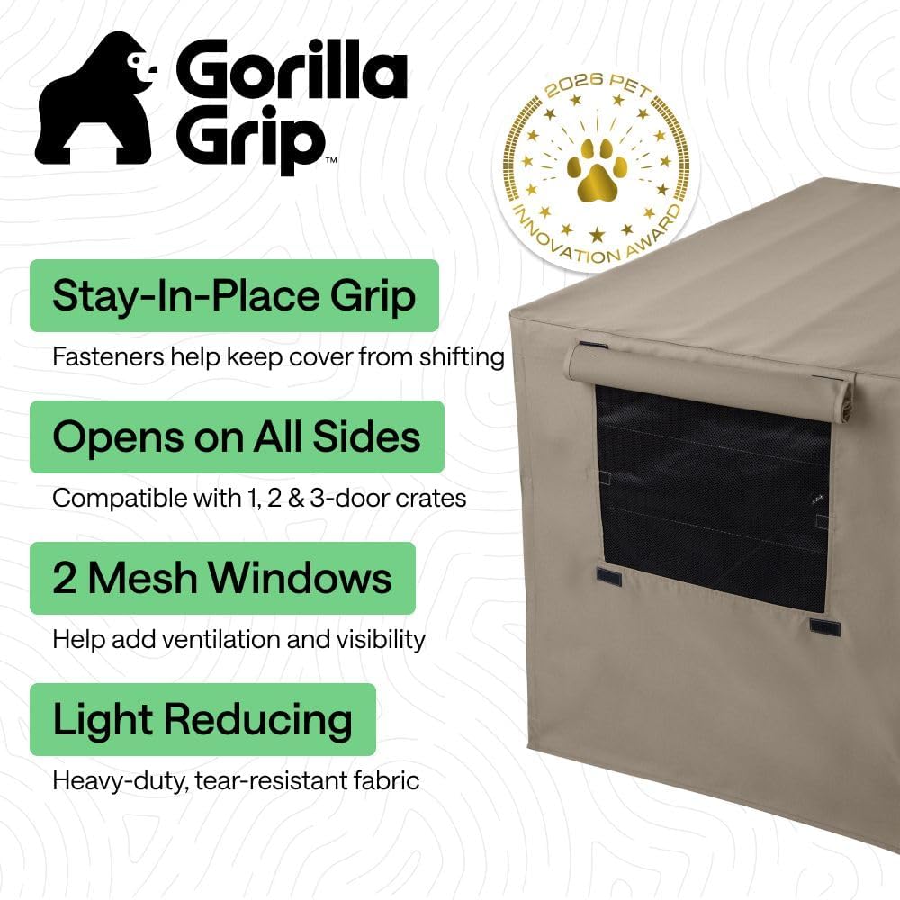GORILLA GRIP Dog Enclosure Crate Cover Kennel Cage Topper 42in - Light Taupe / 36" X 23" X 25" - image 2