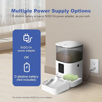 2.4G WiFi Automatic Cat Feeder, 4L Food Dispenser with 10s Voice Recorder, Pet Feeder up to 10 Meals per Day, Timed Cat Feeder with Dry Food Sealed Ring (White, 4L-WiFi)