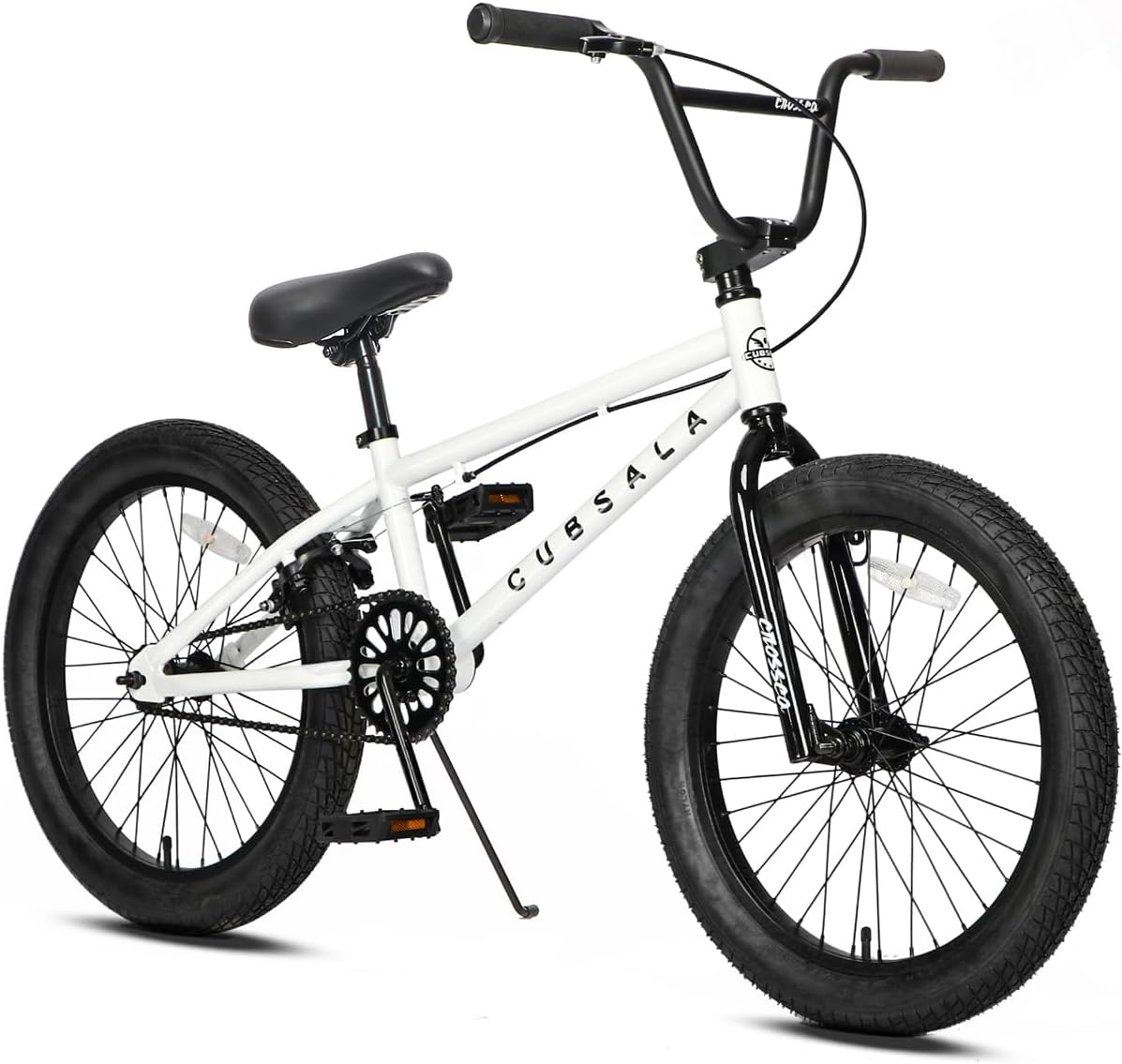 cubsala Crossea 18 20 Inch Kids Freestyle BMX Bike for 5-13 Years Old – Fun for Kids & Family - White & Black / 20 Inch / Without Pegs