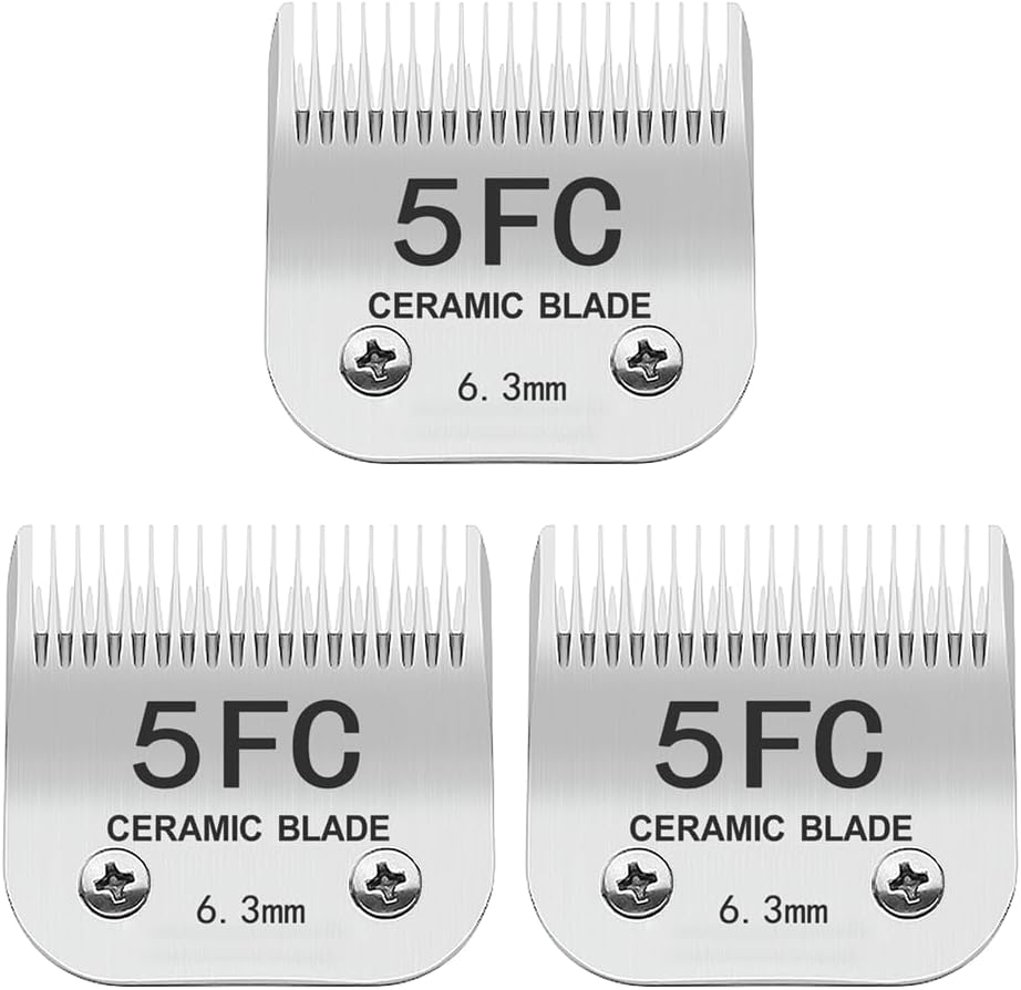 TRAH 3-3/4FC Blade Dog Grooming Clipper Replacement Blades Compatible - 5FC 6.3mm (3 Packs)