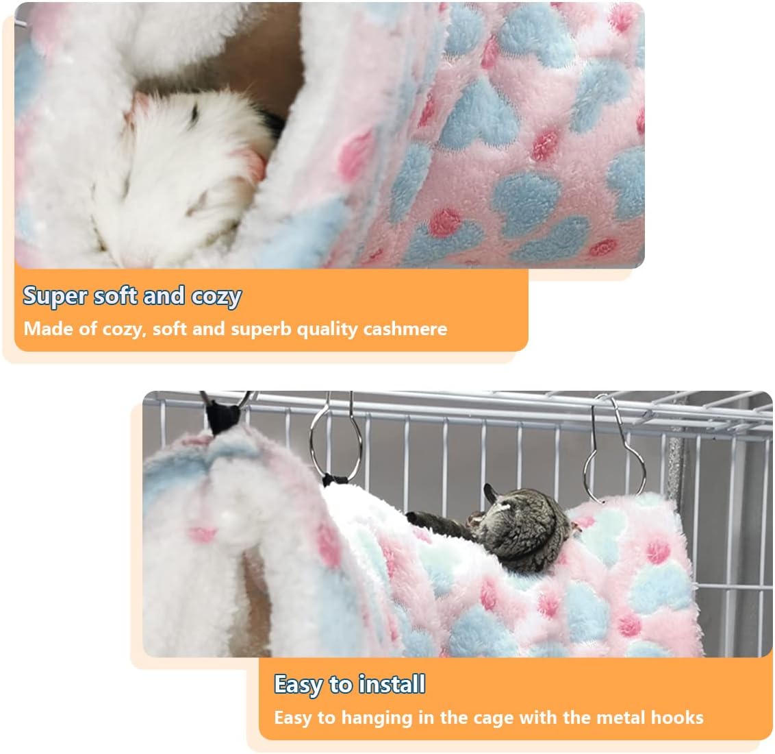 LEFTSTARER Cashmere Pet Bed Mat and Toy - Hammock set Heart-Pink - image 4