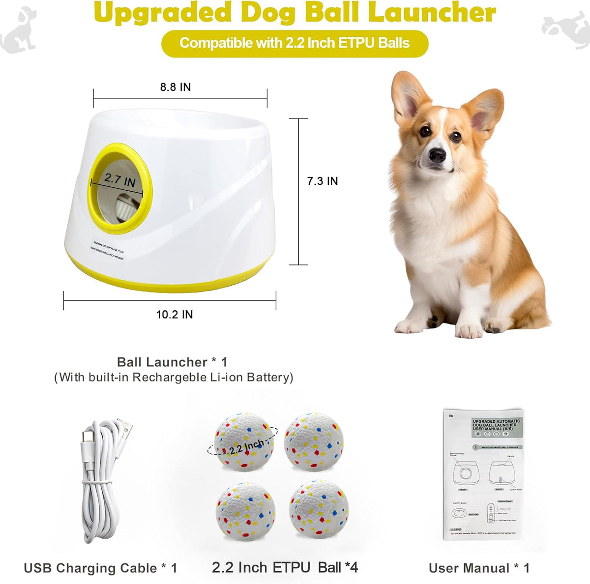 MEKAPLE Automatic Dog Ball Launcher - Yellow - image 3