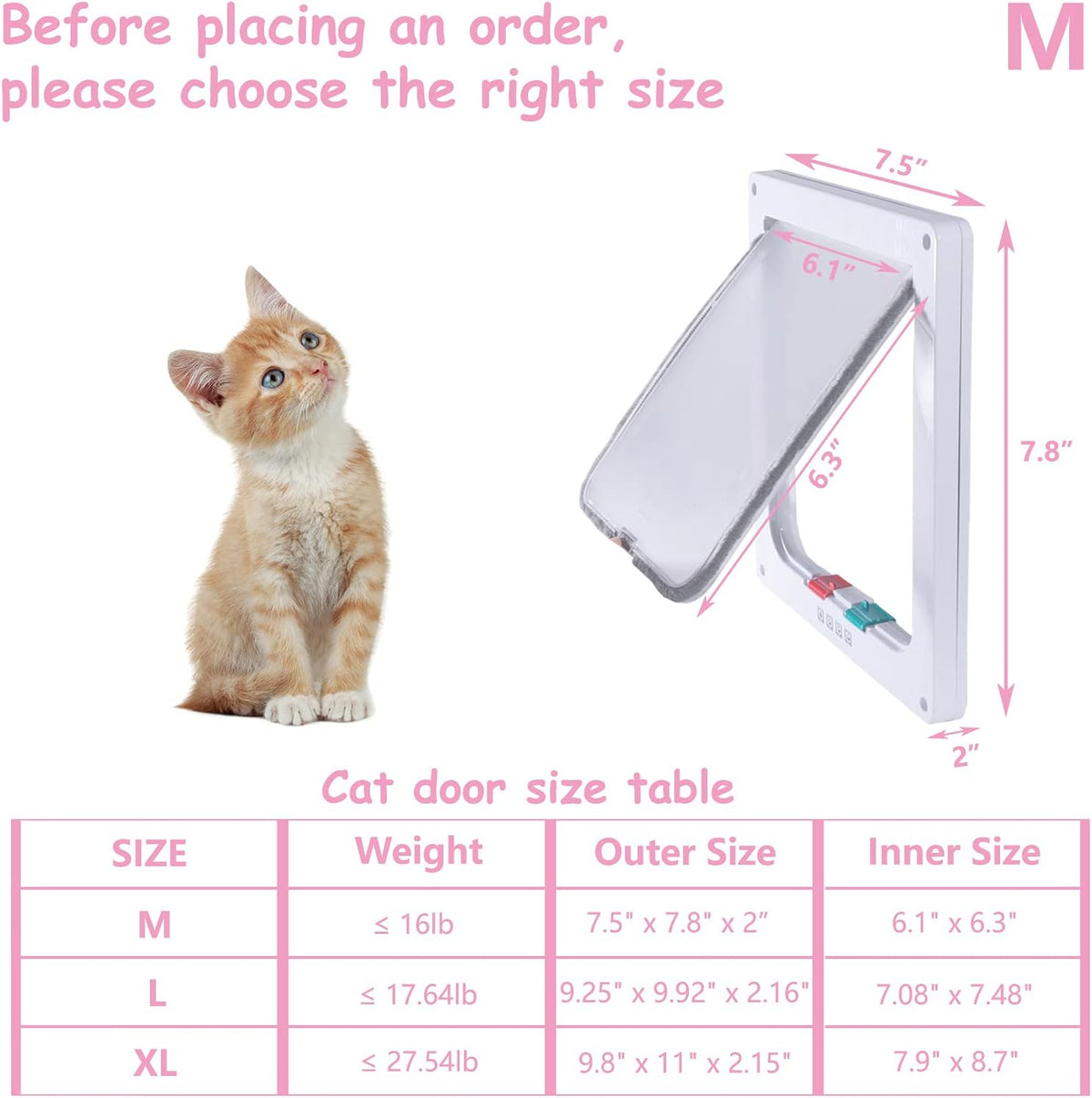goTeamghjkl Cat Door Flap - White / Medium - image 2