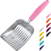 Cat Litter Scoop, Aluminum Alloy Sifter, Kitty Metal Scooper - Small / FLAT Aluminum \ #10 Pink Handle