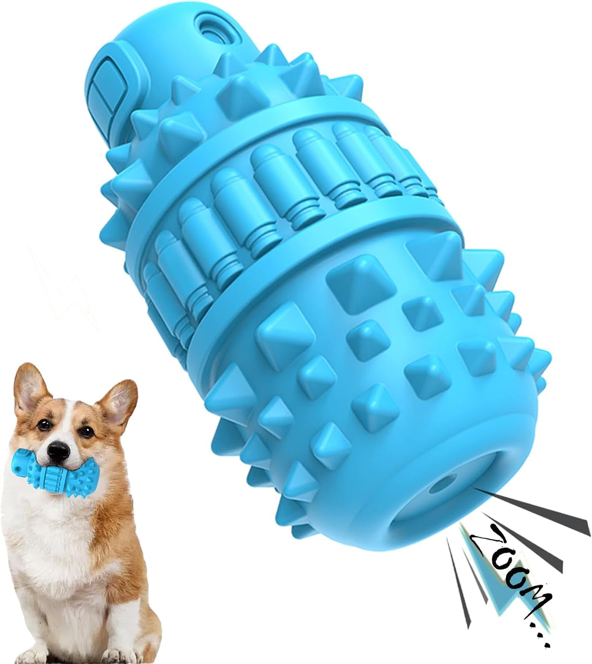 Natural Rubber Squeaky Dog Chew Toy for Large Aggressive Chewers – Essentials for Dogs - Azure / Medium（For 30–55 lb dogs） (Pack of 1)