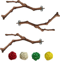PINVNBY Parrot Perches Natural Birds Stand Wild Grape Stick Grinding - 3 PCS: 