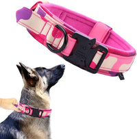 Tactical Dog Collar Adjustable Military Nylon Dog Collar with Control - Large (Pack of 1) / Pink Camo