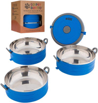 Healthy Human Travel Pet Bento Bowls - 3-Bowl Set / Blue