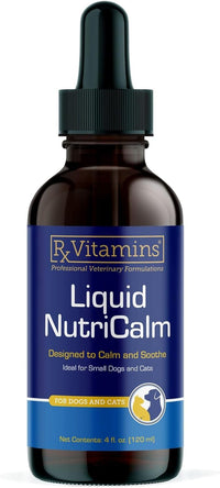 Rx Vitamins Liquid NutriCalm Cat & Small Dog Anxiety Relief - Sleep Aid - Calming Supplement - Dog Bark Control & Stress Relief - Salmon Flavor - 4 oz