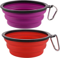 Large Collapsible Dog Bowls - Large,34oz / 34oz-Purple&Red