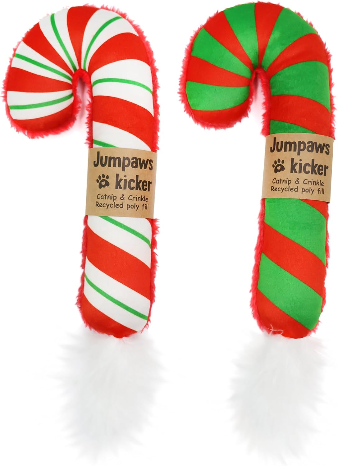 Jumpaws 2 Pack Natural Interactive Catnip & Silvervine Cat Kicker - Christmas