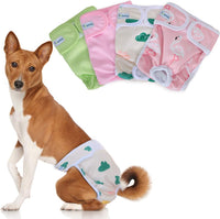 Teamoy Female Dog Diapers, Washable Doggie Period Diaper - S (Pack of 4) / Flamingo+ Cloud+ Green+ Pink (4pcs)